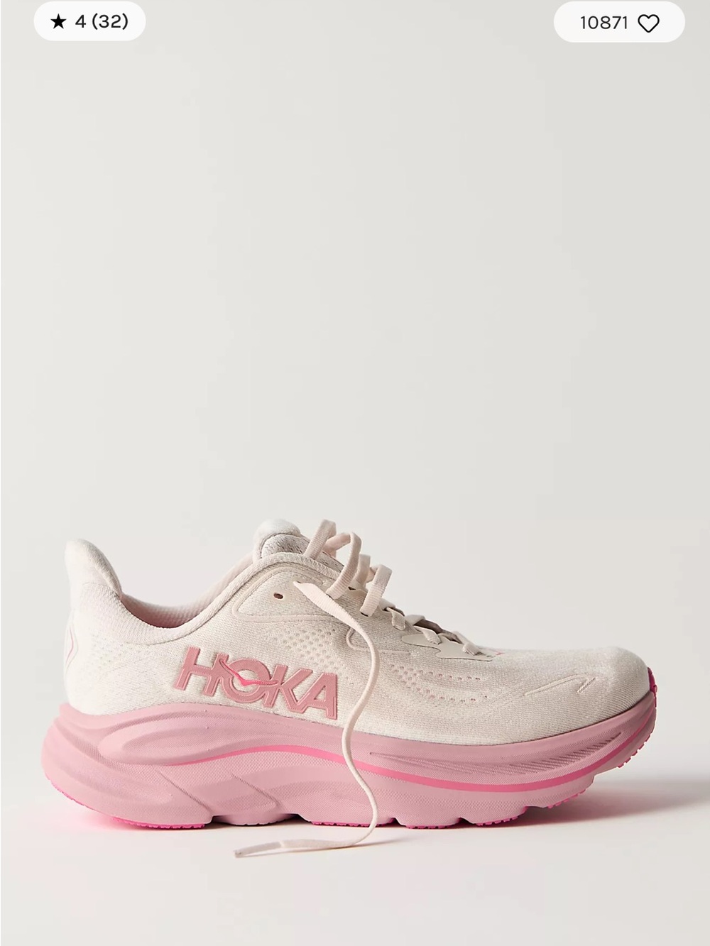 Hoka Women’s Clifton 10 Cream and Pink running shoe